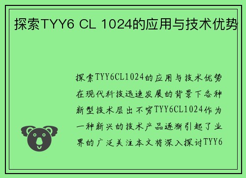 探索TYY6 CL 1024的应用与技术优势